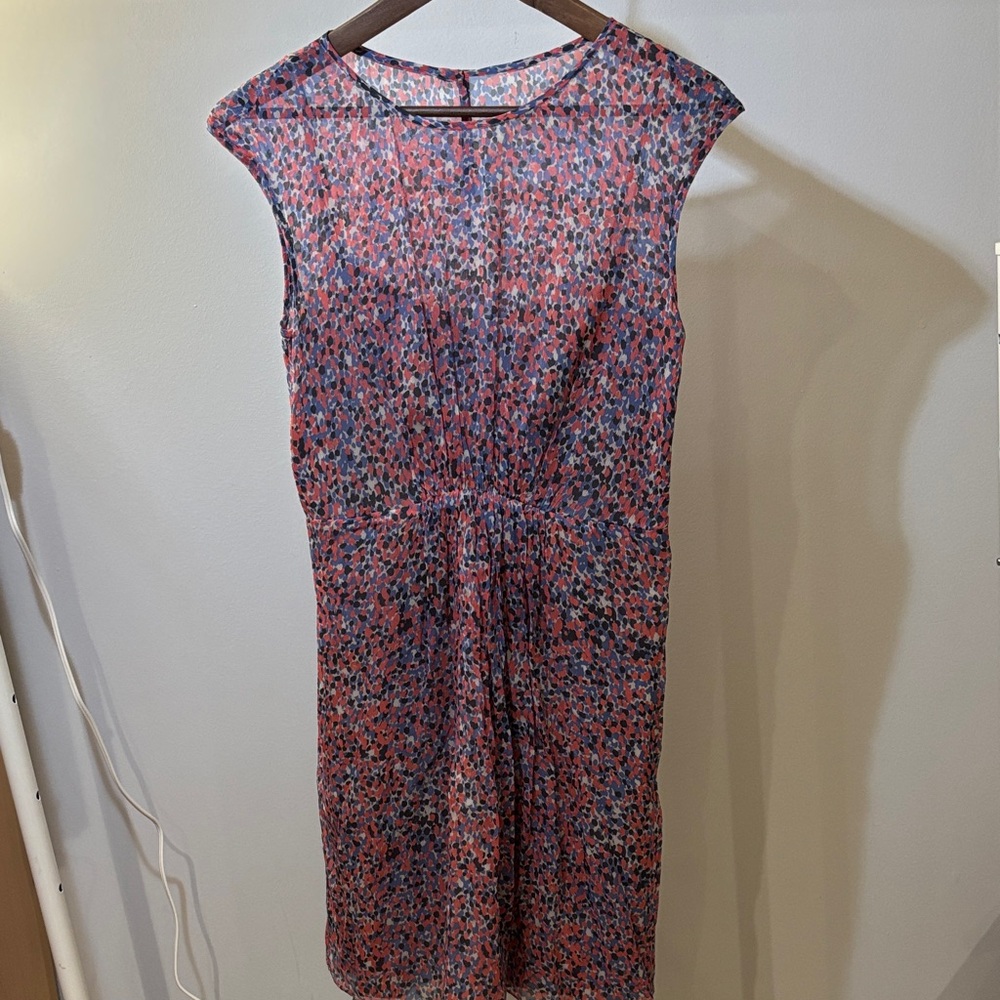 J. Crew Pink and Blue Floral Midi Dress